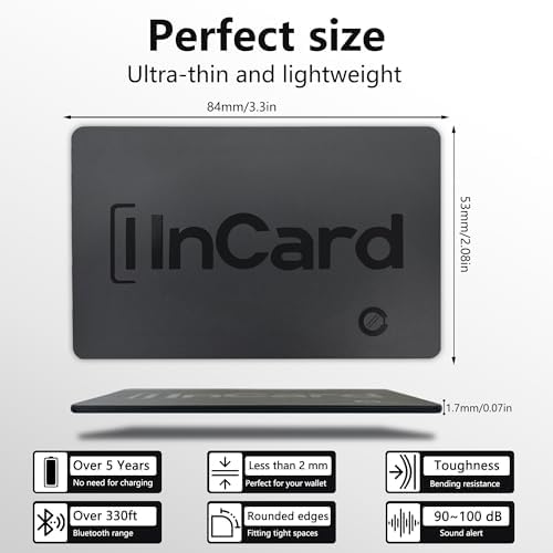 Wallet Tracker Card, Android & iPhone, Find My & Google, 5 Year Battery
