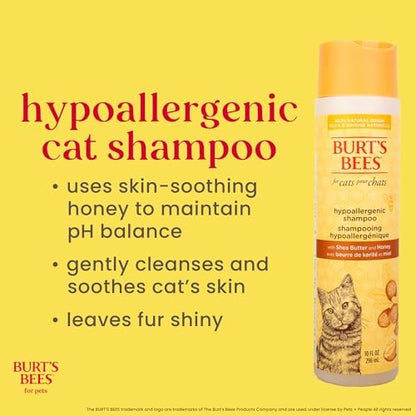 Burts Bees for Pets Hypoallergenic Cat Shampoo, Unscented, 10 Fl Oz, 6-Pk