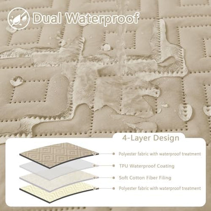 hyha Waterproof Reversible Dog Blanket, Pet Blanket for Sofa Couch