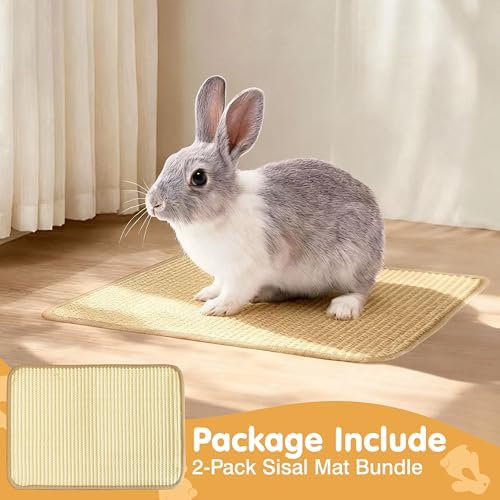 Rabbit Scratching Pad, 2PCS Natural Sisal Bunny Mat,16x12in | Bunny Toys, Rabbit Toys, Rabbit Chewing Mat, Rabbit Bedding, Sisal Mats for Bunnies, Bunny Nail Scratch Pads