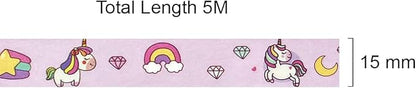 allydrew Washi Masking Tape, 15mm x 5M, Unicorns & Rainbows
