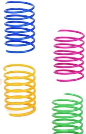 Interactive Cat Spring Toys, 4-Pack Colorful Spiral Play Springs for Kittens, Bouncy Plastic Toys for Swatting, Biting, Chasing, Pouncing & Daily Exercise Fun Indoors