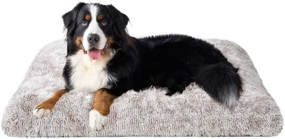 EHEYCIGA Fluffy Dog Crate Bed, Plush Extra Large Plus Dog Pillow, Brown
