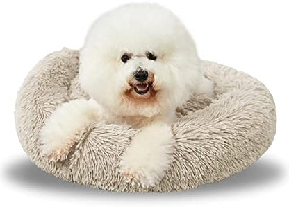 Washable Dog Round Bed - Medium Donut Dog Bed, Comfy Calming Cuddler