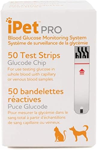 iPet PRO Blood Glucose Test Strips, 50 Count, Designed for Dogs and Cats
