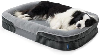 Bedsure XL 360°Oval Bolster Orthopedic Dog Beds Large Sized Dog,42" Grey