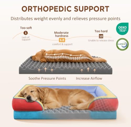 Comfort Expression Orthopedic Dog Bed for Extra Large Dogs with Bolster