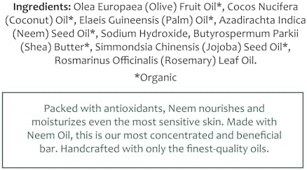 TheraNeem Neem Oil Cleansing Soap Bar for Sensitive Skin, 4.5 oz