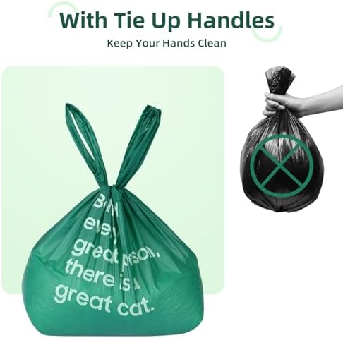 125 Count Cat Poop Bags with Handles, Disposable Litter Bags for Pet Poop, Extra-Thick Kitty Cat Waste Bags Easy Tie Leak-Proof Strengthen Unscented (Made of 70% Recycled Plastic)