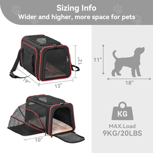Petsfit Large Expandable Cat Carrier for Travel, Up to 18 lb