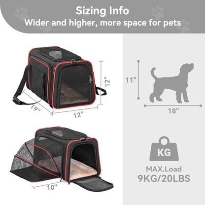 Petsfit Large Expandable Cat Carrier for Travel, Up to 18 lb