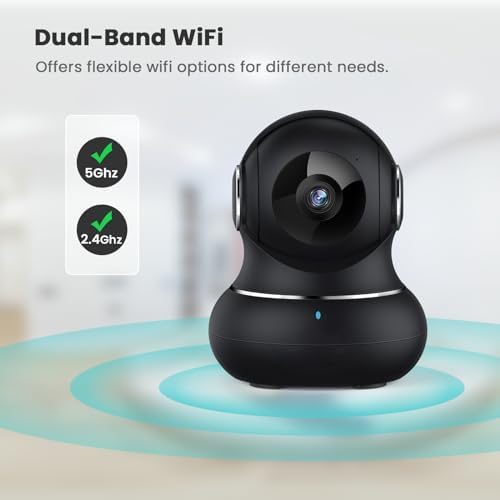 litokam 5ghz Indoor Security Camera, 5MP Cameras for Home Security with 5G/2.4G Dual-Band, Pet Cam with Phone App, AI Motion/Cry Detection, 360° Auto Tracking, Night Vision, Support NVR/Alexa