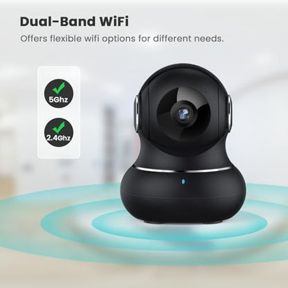 litokam 5ghz Indoor Security Camera, 5MP Cameras for Home Security with 5G/2.4G Dual-Band, Pet Cam with Phone App, AI Motion/Cry Detection, 360° Auto Tracking, Night Vision, Support NVR/Alexa