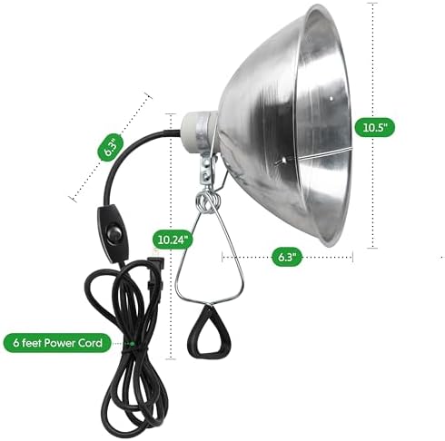 Simple Deluxe Clamp Lamp Light with 10.5 Inch Adjustable Aluminum Reflector and 6 Feet Cord, up to 250W E26 Socket (no Bulb Included), 2-Pack