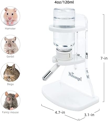Niteangel Hamster Water Bottle with Stand: 4oz/120ml Capacity & Leak-Proof