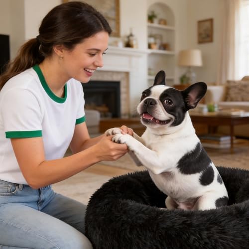 Dog Calming Beds for Medium Large Dogs Round Donut Washable Anxiety Dog Bed