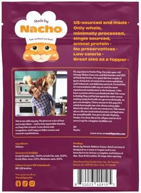 Made by Nacho Freeze-Dried Cat Treats - Healthy, Limited Ingredient Cat Treats - High Protein, Nutrient-Rich Crunchy Treats. (Wild Alaskan Salmon (.7 oz))