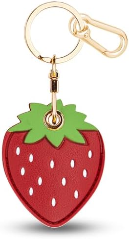 Leather Keychain Holder Case for AirTag, Cute Protective Cover for Apple Airtag KeyChain, GPS Tracker Item Finder