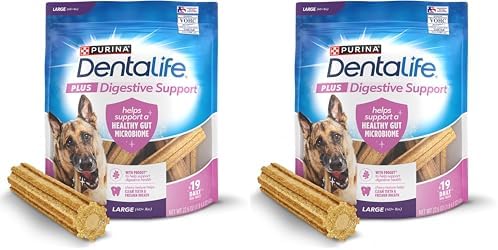 Dentalife Plus Digestive Support Dog Treats for Large Dogs 40 lbs. and up, Cleans Teeth, Freshens Breath, & Supports Healthy Gut, Chicken & Pumpkin Flavor, 22.6 oz., 19 Chews - 19 ct. Pouch