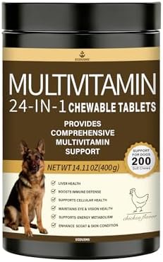 All-in-One Dog Multivitamin Chews 200 Count, Glucosamine Chondroitin Omega 3 Salmon Oil Probiotics, Joint Gut Immune Skin Coat Support, Chicken Flavor