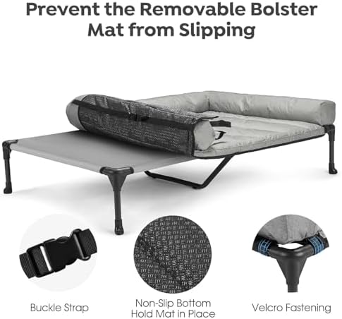 Veehoo Outdoor Elevated Dog Bed with Waterproof Bolster Cushion, Cooling