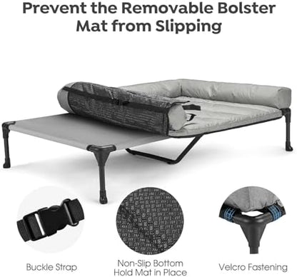 Veehoo Outdoor Elevated Dog Bed with Waterproof Bolster Cushion, Cooling