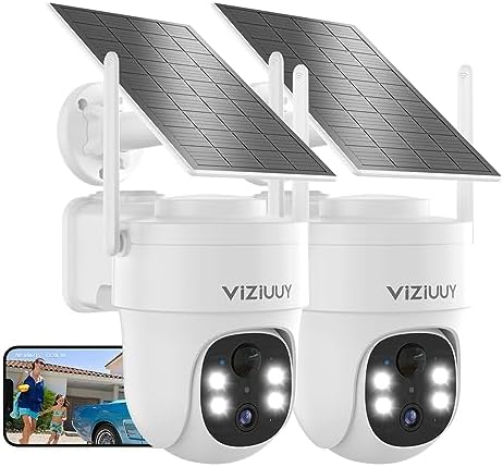 VIZIUUY 3MP Solar Security Cameras Wireless Outdoor, IP66 Weatherproof