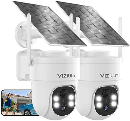 VIZIUUY 3MP Solar Security Cameras Wireless Outdoor, IP66 Weatherproof