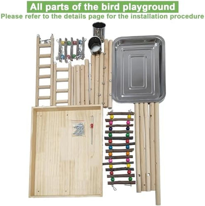 Hamiledyi 4 Layers Large Bird Playground 32" H Pet Parrot Playstand Gym