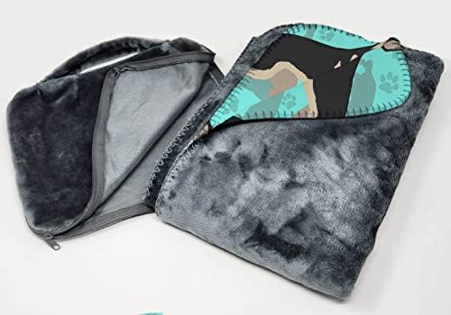 Caroline's Treasures MLM1051TBLT Black and Silver German Shepherd Soft Travel Blanket with Bag Airplane Blanket, Indoor Outdoor Camping Blanket for Traveling, Picnics, Beach Trips, Concerts