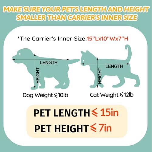 Petskd Small Pet Carrier 17" L x 12" W x 8.5" H Airline Approved, Black