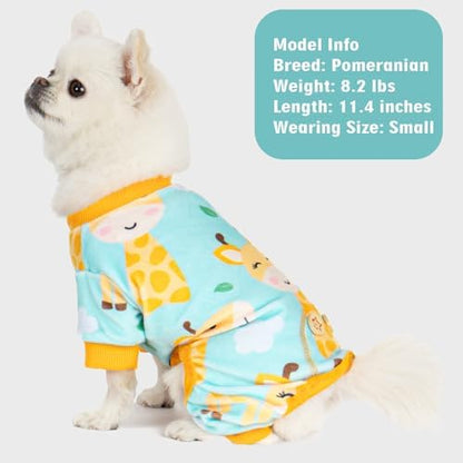 KYEESE Velvet Dog Pajamas for Small Dogs Onesie for Daily Wear, Giraffe