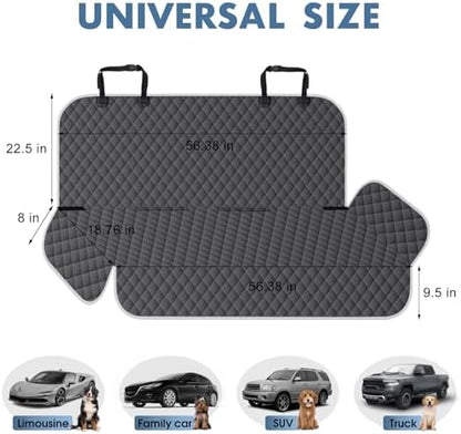 Waterproof Dog Backseat Cover for Cars, Non-Slip Pet Seat Protector, Grey