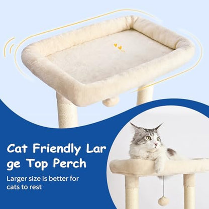 Cat Craft Cat Tree 63 Inch Cat Tower for Indoor Cats, Multi-Level Cat Tree for Large Cats 20 lbs+ Heavy Duty Cat Tower with Sisal Scratching Posts, Hammock, Condo and Extended Platform, Beign