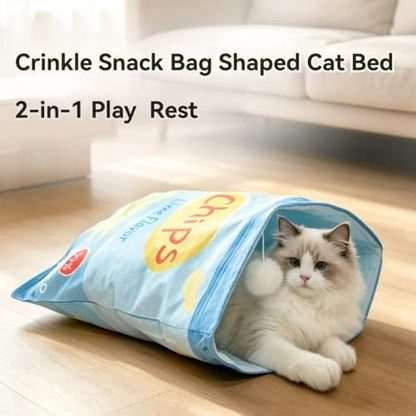 Cat Puppy Toy Sleeping Bag Cute Potato Chip Bag Design Hanging Snack Toy Crinkle Paper Pet Accessories