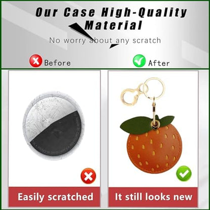BORKUANA PU Leather Keychain Holder Protective Case Compatible with AirTag