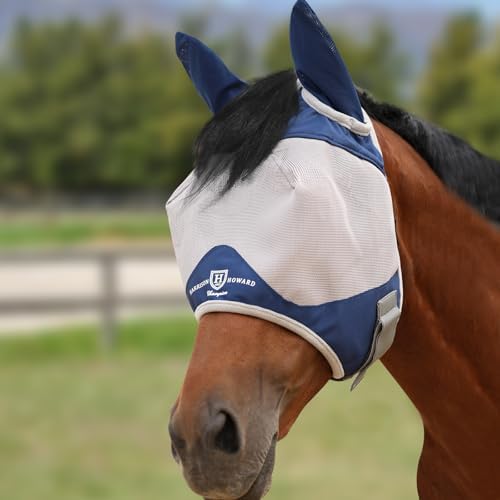 Harrison Howard Half Face Horse Fly Mask UV Protection and Breathable for Equine Use Comfortable Navy S
