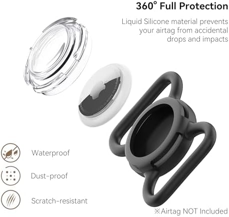 Waterproof AirTag Holder for Dog Collar, Soft Slide-On Dog AirTag Holder