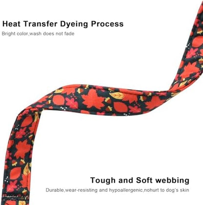 Lionet Paws Fall Dog Collar- Cute Red Leaves Green Dog Collars with Plastic Buckle and Leaf Pendant,Light Adjustable Dog Collars for Small Dogs