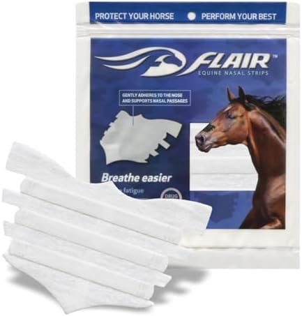 FLAIR Equine Nasal Strips for Horses (White, 6 Pack) | Adhesive Equine Nasal Strips & Support | Breathing Improvement for Competition and Training Horses | Equine Health Supplies | Breathing Aid