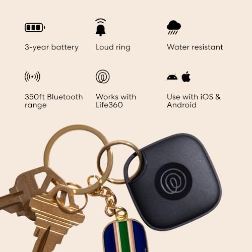 Life360 Tile - Bluetooth Tracker, Keys Finder and Item Locator for Keys, Bags and More. Phone Finder. Both iOS and Android Compatible. 4-Pack (Black)