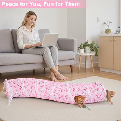Glittme S-Shape Cat Tunnel, Foldable Cat Tunnels for Indoor Cats