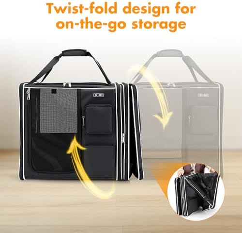 Lekereise Large Cat Carrier Soft Sided, 28" x 13" x 13", Large cat Travel Carrier for 2 Cats with Zipper Locks for Moving Across The Country(No Hammock), Foldable for Storage, Black