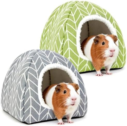 2 Pack Guinea Pig Hideout Bed, Dwarf Rabbit House Cave
