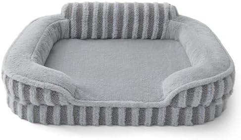 LE SURE Cute Cozy High Back Orthopedic Small Dog Bed with Sides, 24" Grey