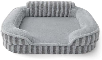 LE SURE Cute Cozy High Back Orthopedic Small Dog Bed with Sides, 24" Grey