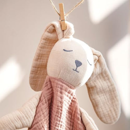 lulumoon Muslin Baby Security Blanket: Soft Bunny Lovey for Self-Soothe