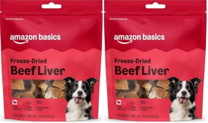 Amazon Basics Freeze-Dried Raw Single Ingredient Dog Treats (Previously Wag), Beef Liver, High Protein, Grain-Free, 3.3 Ounce, Packaging May Vary (Pack of 2)