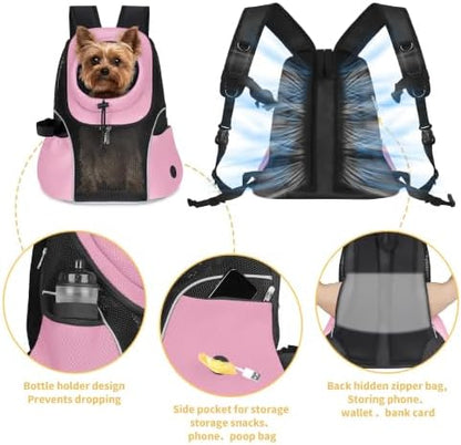 WOYYHO Pet Dog Carrier Backpack, Ventilated Mesh Small Dog Front Backpack
