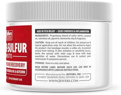 Jeffers Super Sulfur Natural Healing Paste for Dogs, Cats & Horses 8 oz – Wound Care, Skin & Coat Support for Animals, Soothes Itching & Inflammation, Dry Rough Flaky Skin, Hot Spots, Paw, Hoof Care